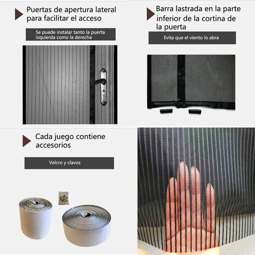 Cortina Magnetismo Mosquitera Para Puertas Variadas Color 210x90 FOOFOO