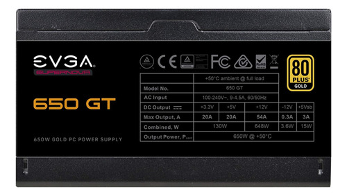 Evga Supernova 650 Gt, 80 Plus Gold 650w, Totalmente Modu...