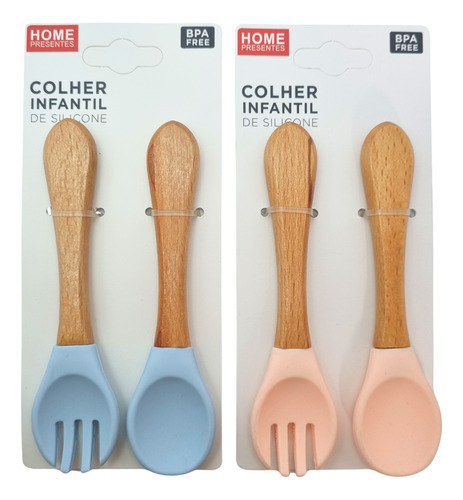 Talher Infantil Garfo E Colher De Silicone Macio Bebê