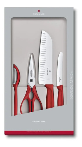 Juego De Cocina 4pzas. 2 Cuchillos Pelador Tijera Victorinox