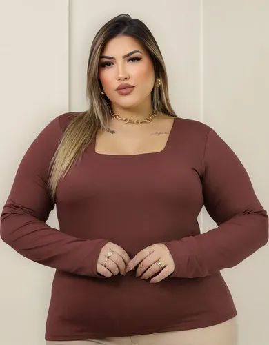 Blusa Manga Longa Feminina Segunda Pele Plus Size Casual