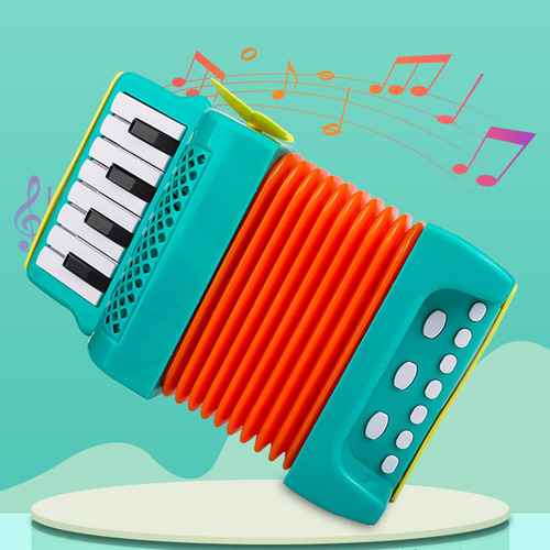 Acordeón De Piano Bajo De 10 Teclas Y 8 Instrumentos Verde