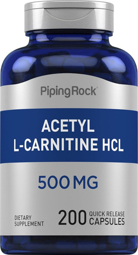 Acetil L-carnitina Hcl 500 Mg Con 200 Capsulas Hecho En Usa Sabor S/n