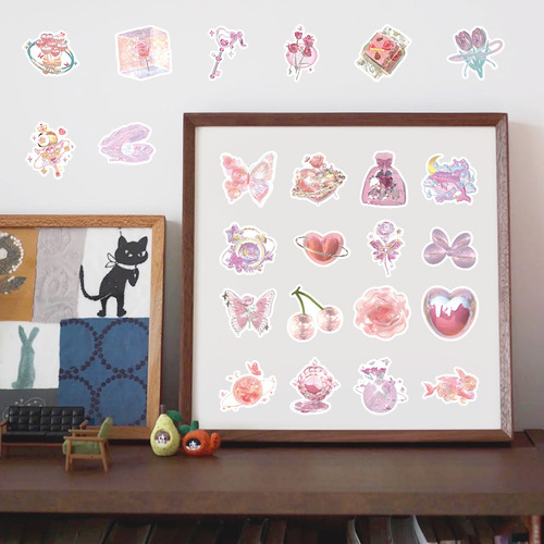 Pegatinas De Dibujos Animados Con Láser Rosa Para Niños Peg