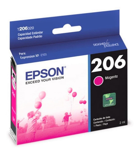Imagen 10 de 10 de Cartucho Epson 206 Color Xp 2101 Original T206 Magenta