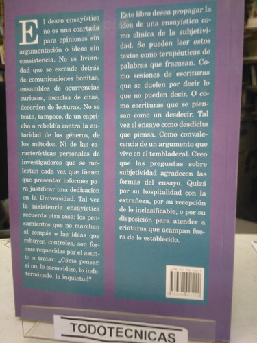 Imagen 2 de 3 de El Ensayo Como Clinica De La Subjetividad - Percia -LG