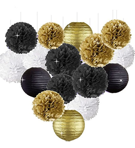 Año Nuevo Decoraciones Oro Negro Y Blanco Kit De Decoración