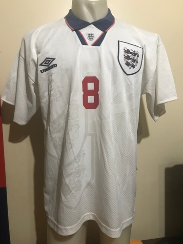 Camiseta Inglaterra 1993 1994 Gascoigne 8 Tottenham Lazio Xl
