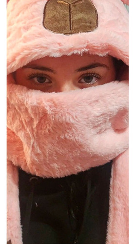 Gorro Capybara 3 En 1 Gorro Bufanda Y Guantes Carpincho Rosa M Lisa