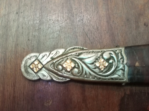 Imagen 7 de 12 de Puñal Facon Plata Y Oro Plateria Criolla Chaira Cuchilla