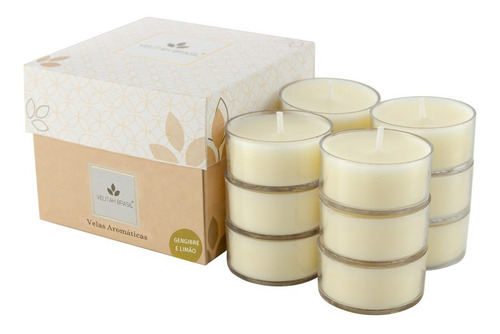 Kit Vela Aromática Premium Gengibre E Limão C/12 Mini Velas