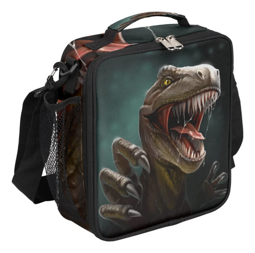 Lonchera Dinosaurio Para Niño Bolsa Almuerzo Aislada Raptor