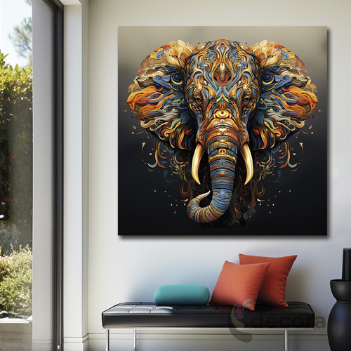 Cuadro Elefante Colores Elegante Sala Animal 30 60x60