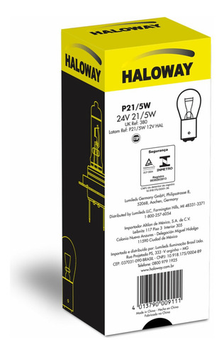 Bombillo De 2 Contacto Haloway P21/5w 24v Para Camiones