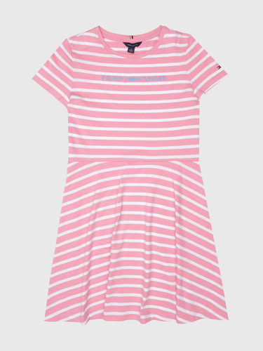Vestido Adaptive Con Rayas Rosa Y Blanco Niña Tommy Hilfiger