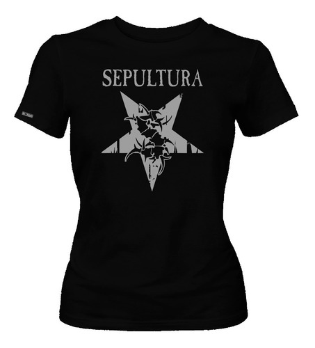 Camiseta Sepultura Logo Estrella Banda Rock Dama Mujer Dbo