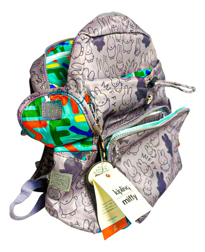 Mochila Kipling Diseño Especial Miffy Importación Americana Gris Oscuro Liso