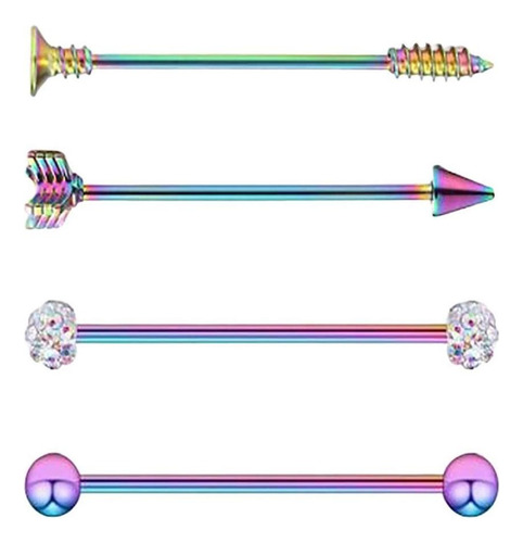 2 X 4pcs 14g 16g Industrial Barbell Pendientes Conch Vistoso