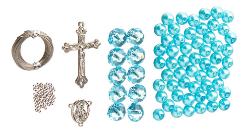 Caja Cuenta Cristal Perla Para Rosario Kit Bricolaje Azul