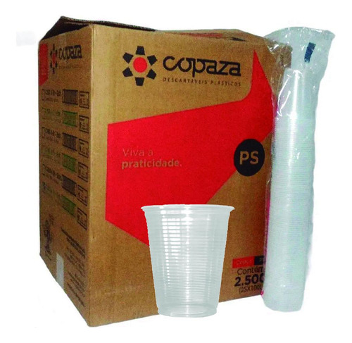 Copo 180ml Descartavel Plastico Agua Copaza C/2500 Transpare