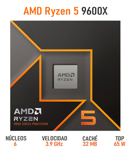 Procesador Amd Ryzen 5 9600x 100-100001405wof Am5 Ddr5 3.9gh