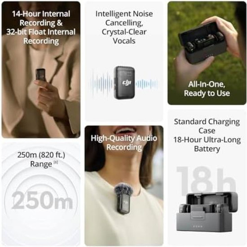 Dji Mic 2 (2 Tx + 1 Rx + Estuche De Carga), Micrófono Inalám