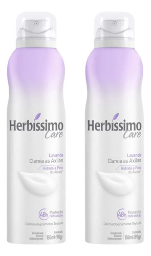 Desodorante Aero Herbíssimo Care Lavanda 150ml - Kit C/2un