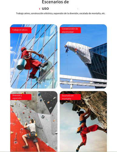 Cuerda Alpinismo 100m con C/arnés Seguridad Y 8 Descensor Figura Y 2 mosquetones