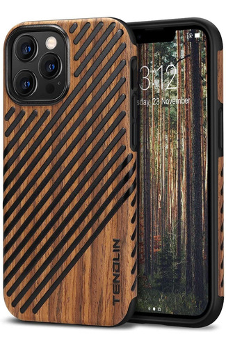 Funda Para iPhone 13 Pro Max 6.7 Hibrida Madera Cuero