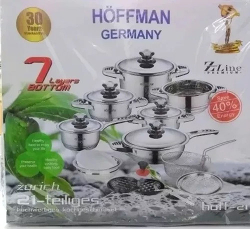 Bateria De Ollas Hoffman Germany 21 Piezas Acero Quirúrgico