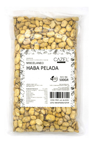 Imagen 1 de 2 de Haba Pelada Seca Entera Premium Oaxaca 1kg