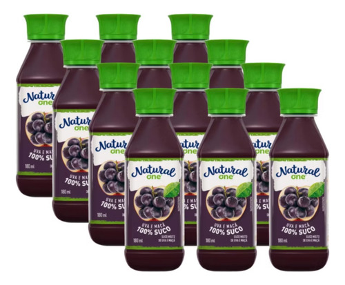 Kit 12un Suco De Uva E Maça Natural One 180ml