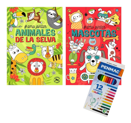 Libros Para Colorear Con Lápices De Colores Colección X 2