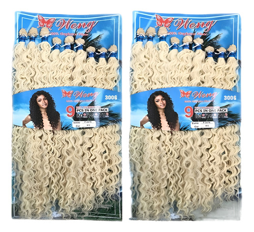 Kit 2 Cabelos Orgânico Ondulado Loiro Na Tela 80cm/300g. Cor Loiro Claríssimo #613