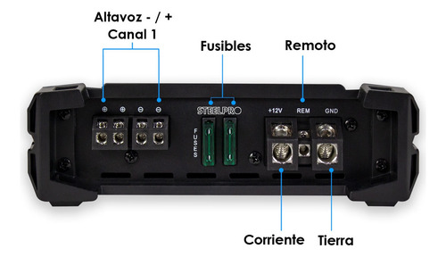 Amplificador Mono Block Tecnología Nano-2400 W By Steelpro Color Negro