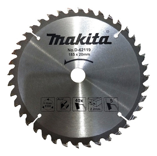 Hoja de sierra circular Makita D62119 185x2x40d para aluminio