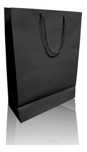 Imagem 1 de 5 de Sacola Papel Kraft Preta Grande 30x40x12 - 10 Un. - Premium
