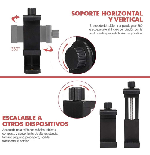 Imagen 5 de 7 de Adaptador Vertical Y Giratorio Para Trípode, Teléfono/cámara