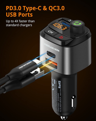 Transmisor Fm Unbreakcable, P/ Coche, Manos Libres, Q.c 3.0