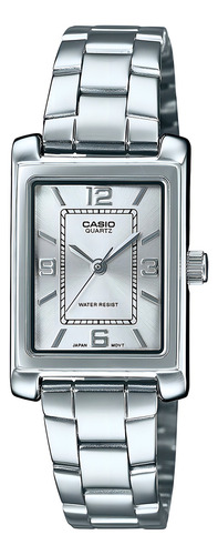 Reloj Mujer Casio Ltp-1234dd-7adf Core Ladies Correa Plateado Bisel Plateado Fondo Plateado
