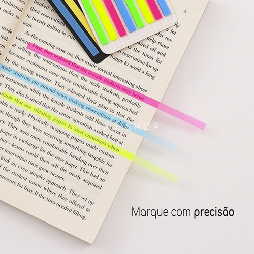 Marca Texto Post It Fitas Adesivas Neon Escolar - 480 Fitas