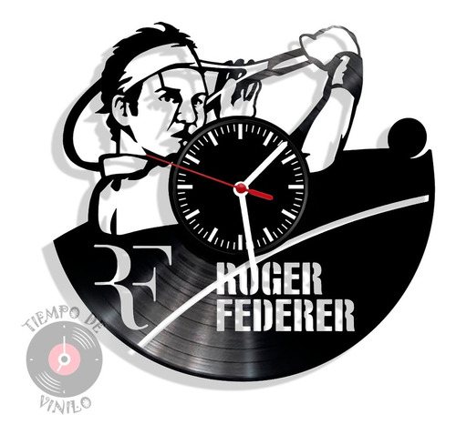 Reloj De Pared Elaborado Disco Lp Ref. Roger Federer Tenis