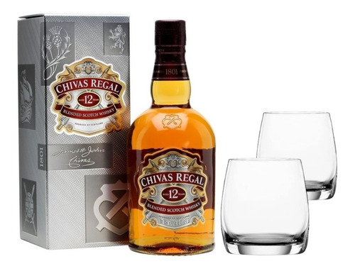 Whisky Chivas Regal 12 Años 1 Lt + 2 Vasos Tumbler Spiegelau