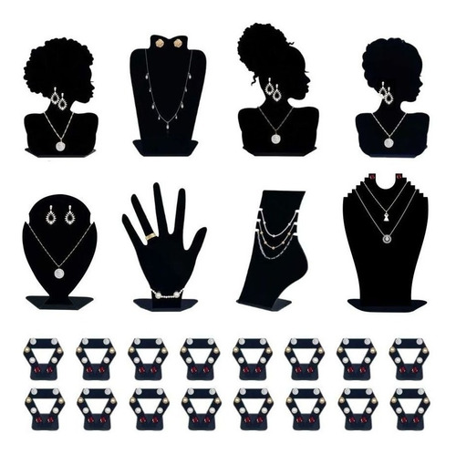 Imagem 1 de 7 de Expositor Bustos Anel Colar Tornozeleira Brincos Kit 24pç