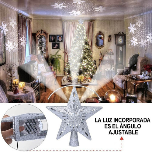 Estrella Arbol Navidad Punta Lampara Proyector Nevado Led