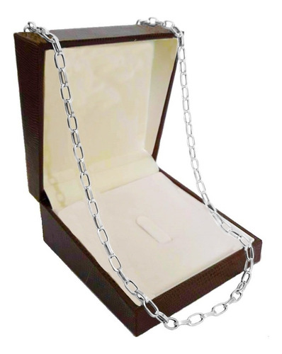 Corrente Cordão Baguete 12 Gramas 4mm 65cm Ouro Branco 18k