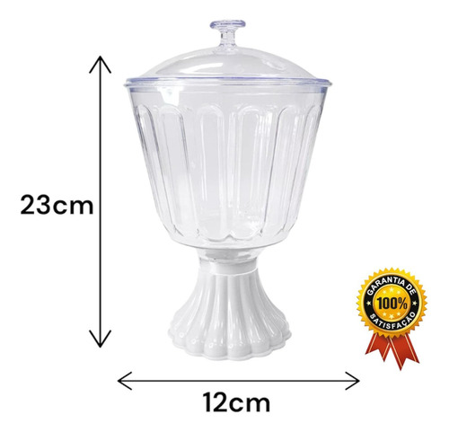 Kit 6un Taças Confeiteiro 1250ml Acrilico C/tampa Sobremesa