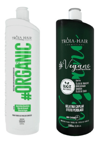 Tróia Hair Semi Definitiva Vegano + Organica 2x1000ml+brinde