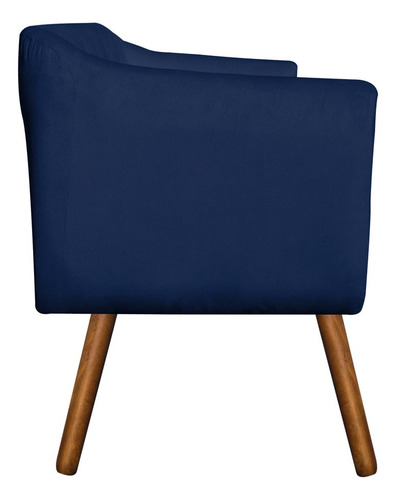 Kit Namoradeira 02 Lugares E 02 Poltronas Julia Suede Cor Azul-marinho