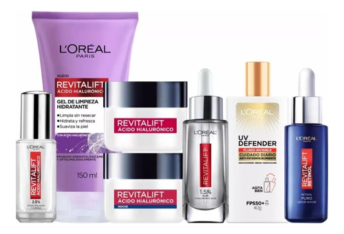 Pack Revitalift: Crema Día+noche+serum+retinol+ojos+gel+uv